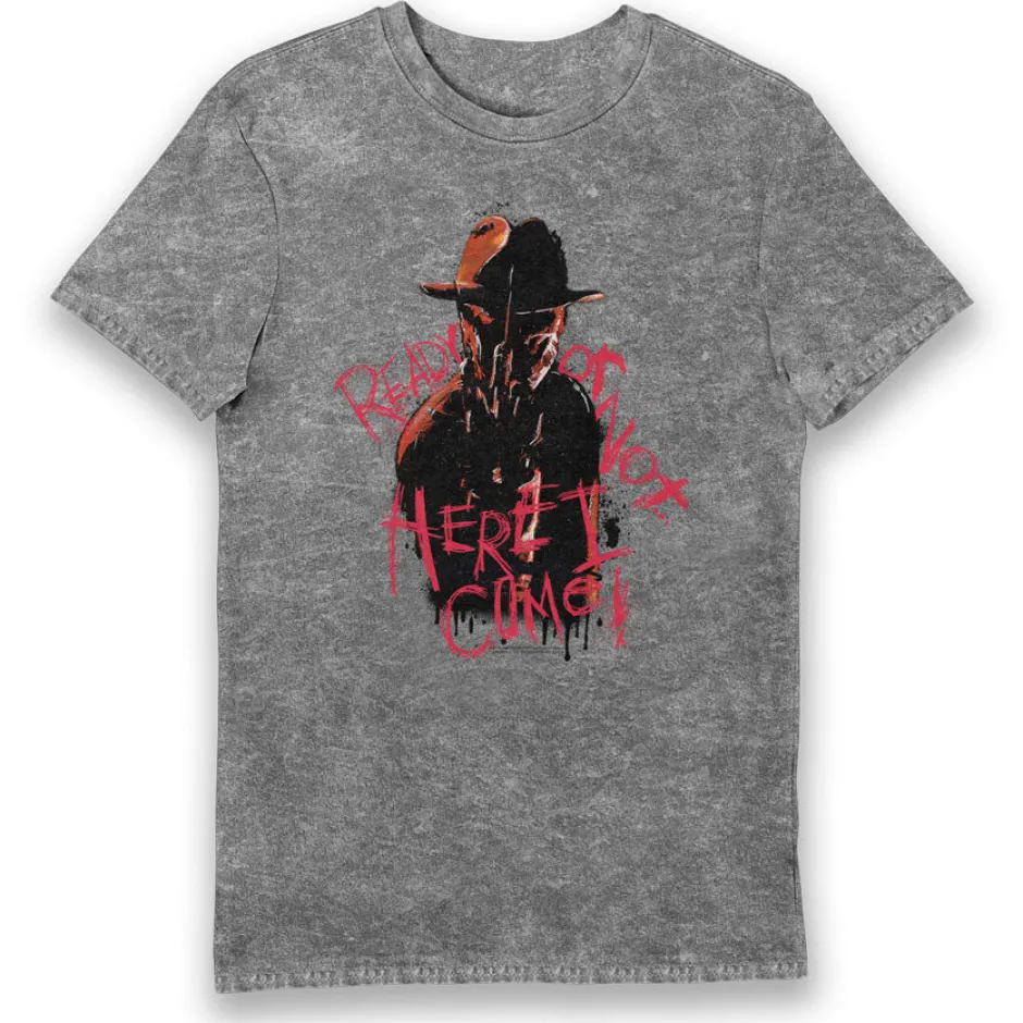A Nightmare on Elm Street Freddy Krueger Ready or Not Eco Stonewash Adults T-Shirt-Bioworld International Best Sale