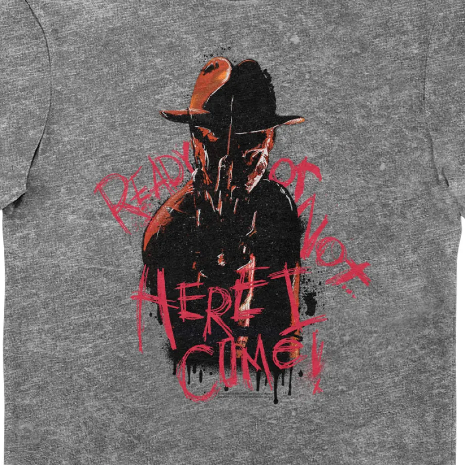 A Nightmare on Elm Street Freddy Krueger Ready or Not Eco Stonewash Adults T-Shirt-Bioworld International Best Sale