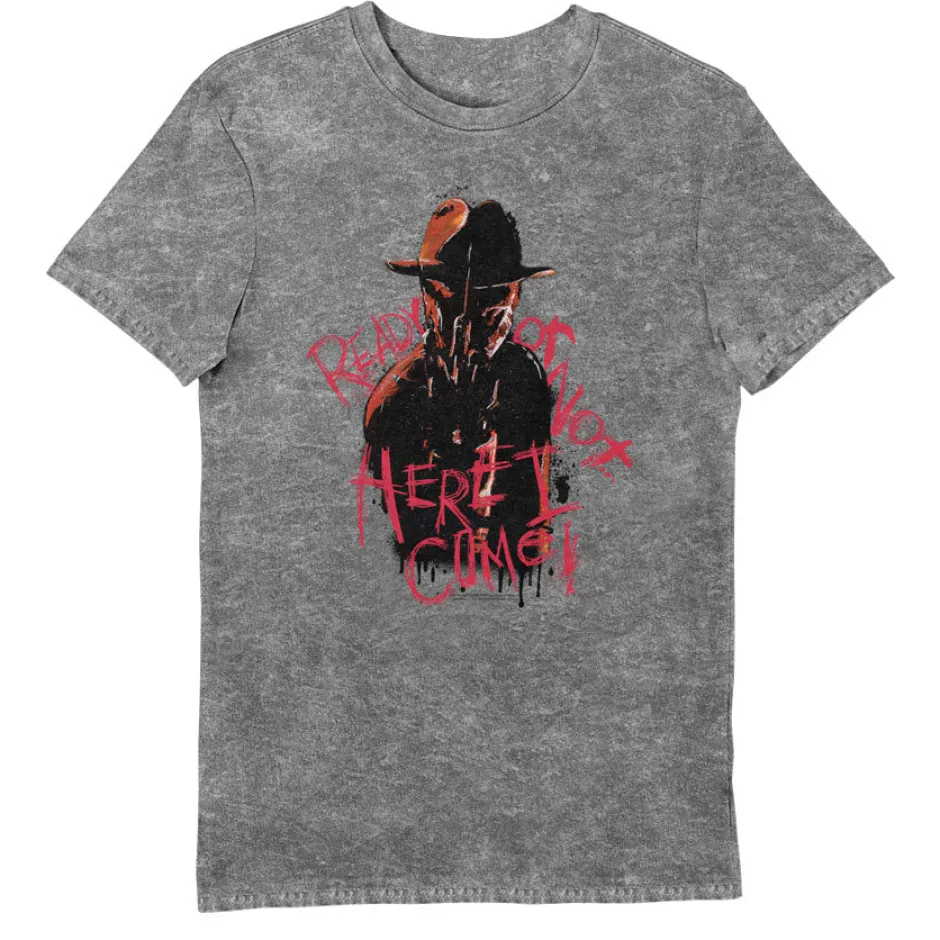 A Nightmare on Elm Street Freddy Krueger Ready or Not Eco Stonewash Adults T-Shirt-Bioworld International Best Sale