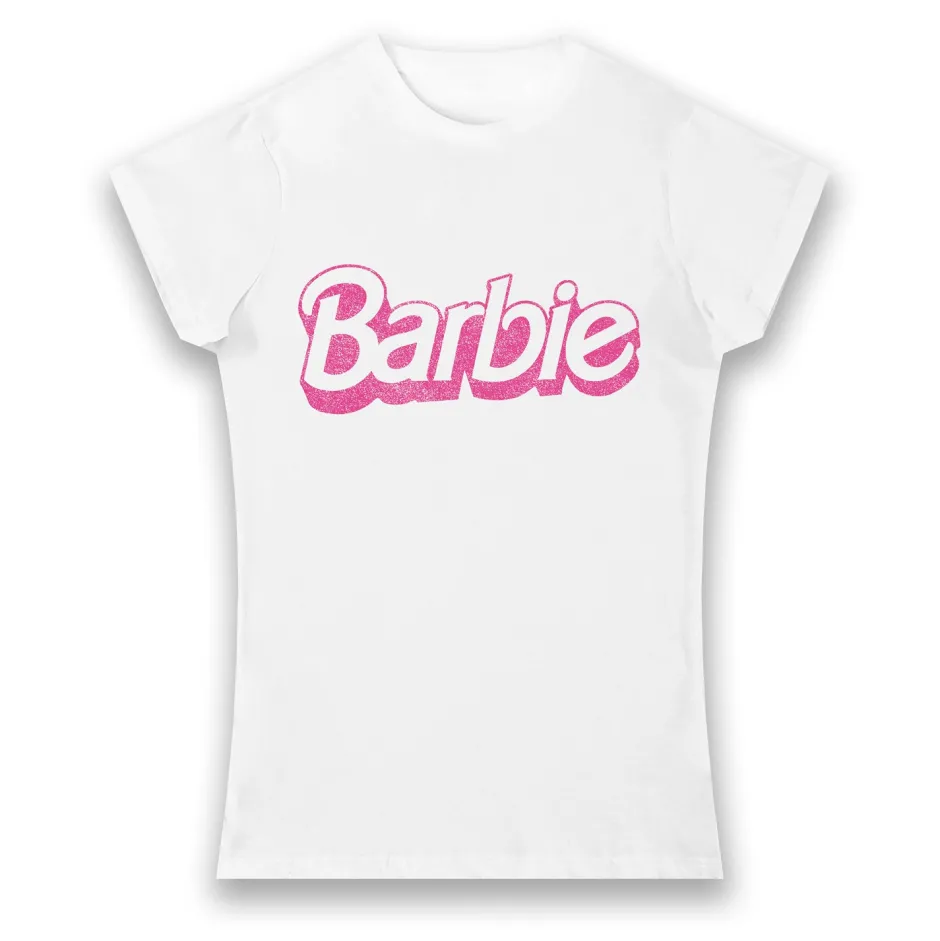 Barbie Distressed Logo Ladies T-Shirt-Bioworld International Discount