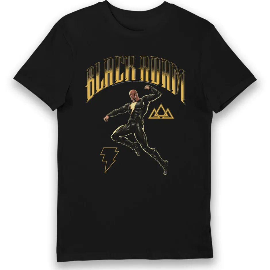 DC Comics Black Adam Golden Bolt Character Movie Adults T-Shirt-Bioworld International Best Sale