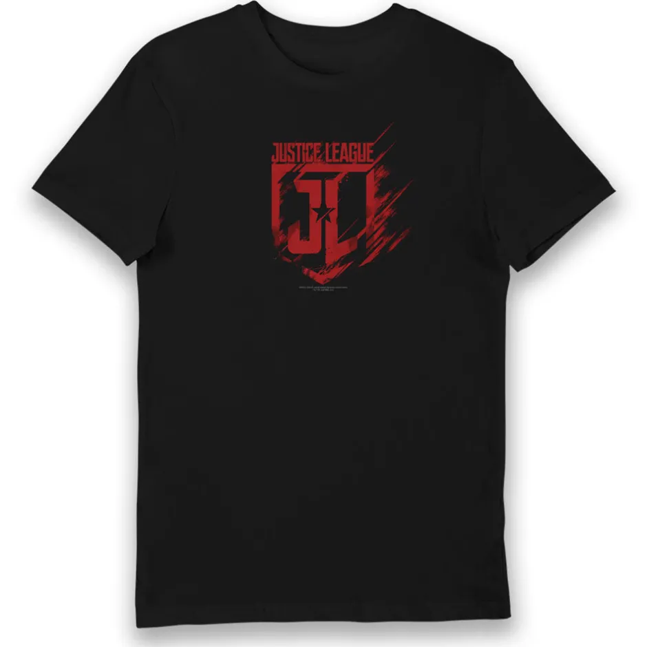 DC Comics Justice League Distress Logo Adults T-Shirt-Bioworld International Best