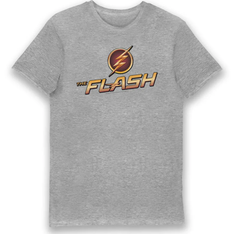 DC Comics The Flash Logo Grey Adults T-Shirt-Bioworld International Clearance