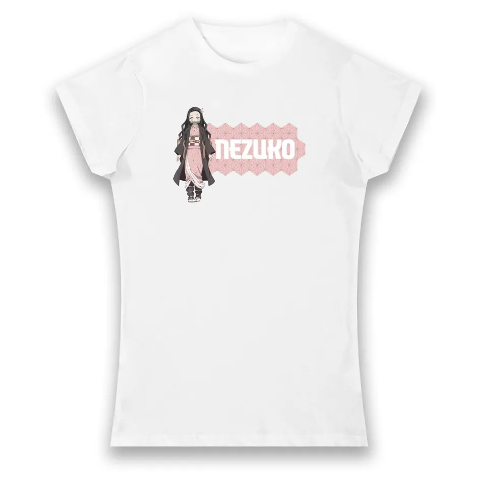 Demon Slayer Nezuko Kamado White Ladies T-Shirt-Bioworld International Outlet