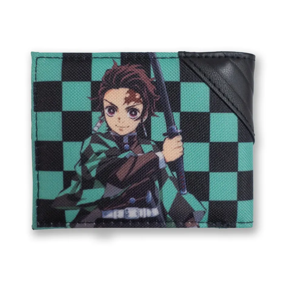 Demon Slayer Tanjiro Metal Badge PU Bifold Wallet-Bioworld International Store