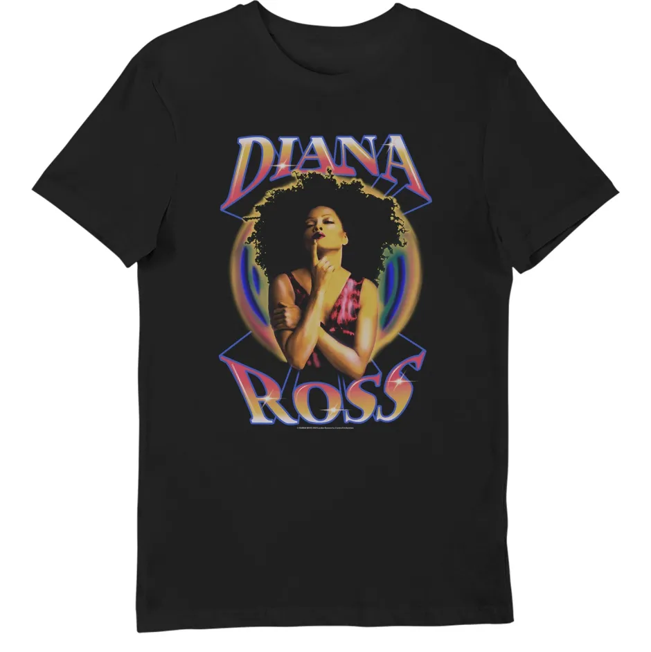 Diana Ross 80's Black Printed Music T-Shirt-Bioworld International Hot