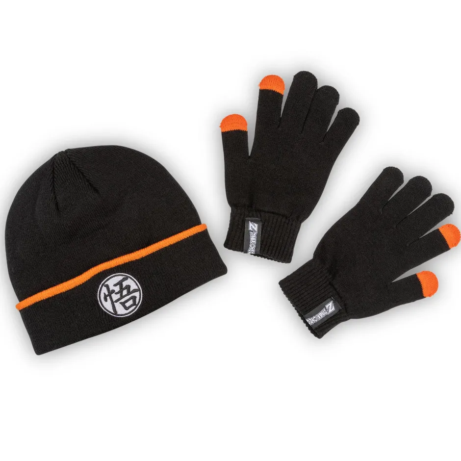 Dragon Ball Z Goku Kanji Adults Beanie & Glove Set-Bioworld International Cheap