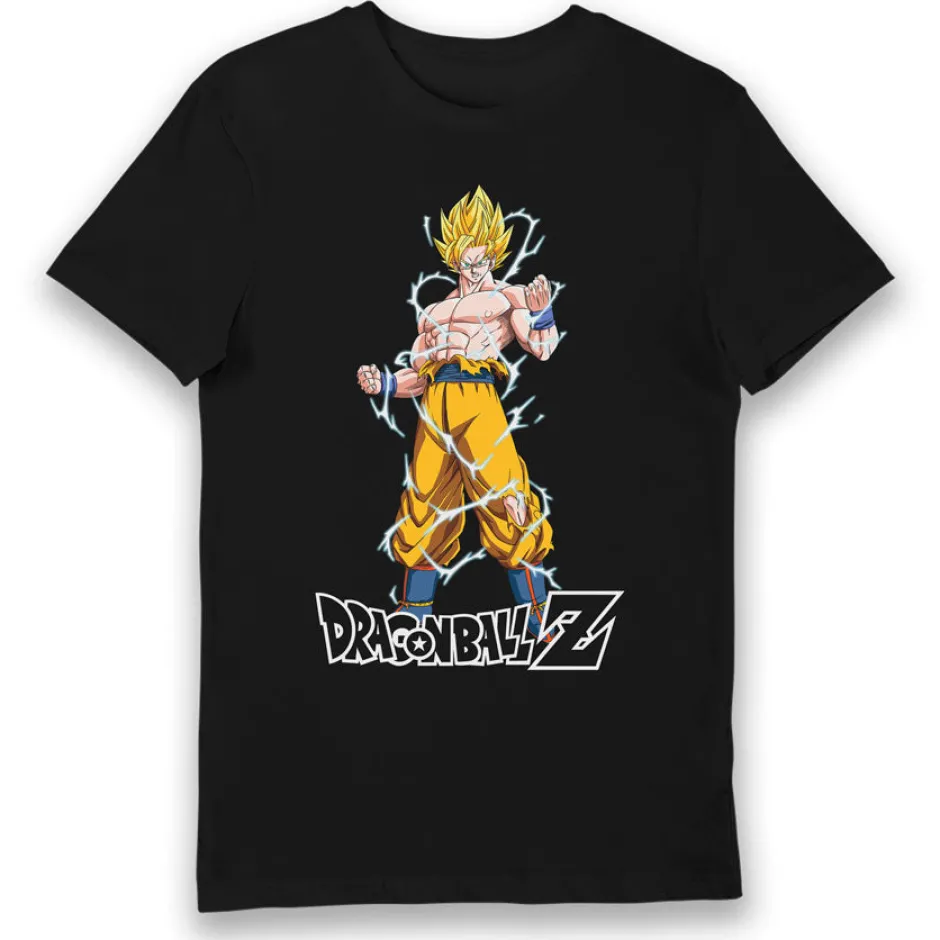 Dragon Ball Z Goku Super Saiyan Lightning Glow in the Dark Adult T-Shirt Bulk Buy-Bioworld International Best Sale