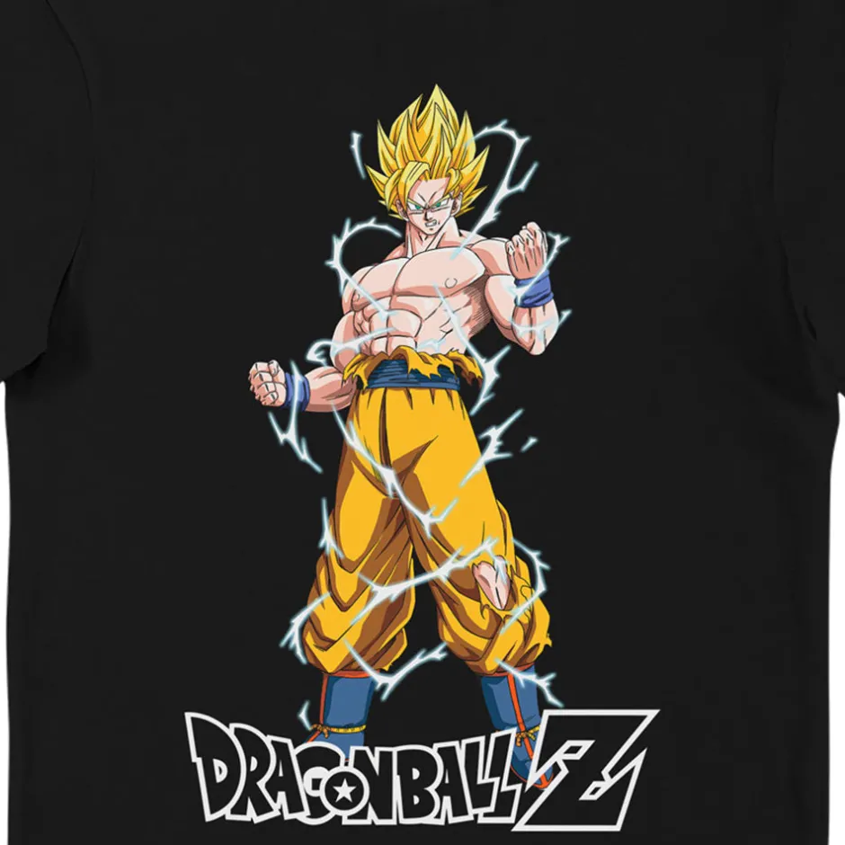 Dragon Ball Z Goku Super Saiyan Lightning Glow in the Dark Adult T-Shirt Bulk Buy-Bioworld International Best Sale