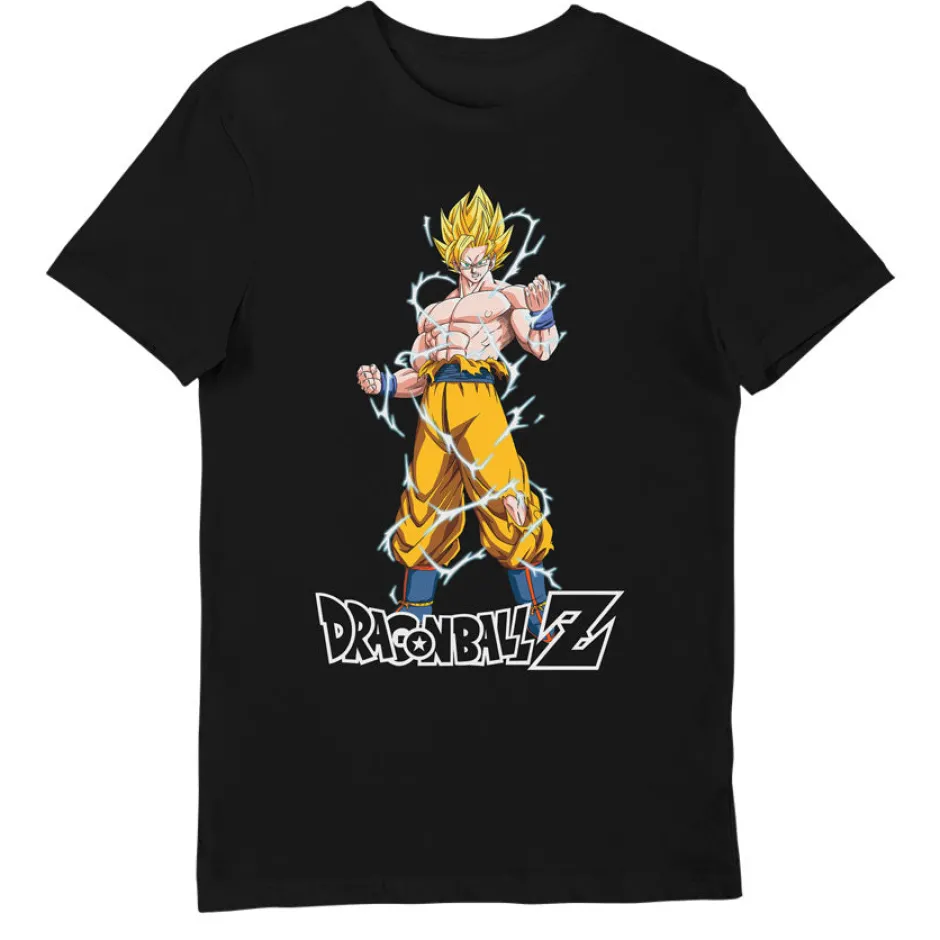 Dragon Ball Z Goku Super Saiyan Lightning Glow in the Dark Adult T-Shirt Bulk Buy-Bioworld International Best Sale