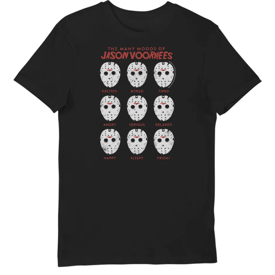 Friday the 13th The Many Moods of Jason Voorhees Adults T-Shirt-Bioworld International Hot