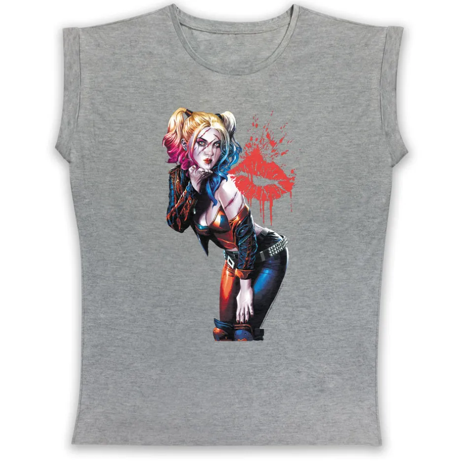 Harley Quinn Kiss Ladies T-Shirt-Bioworld International Clearance