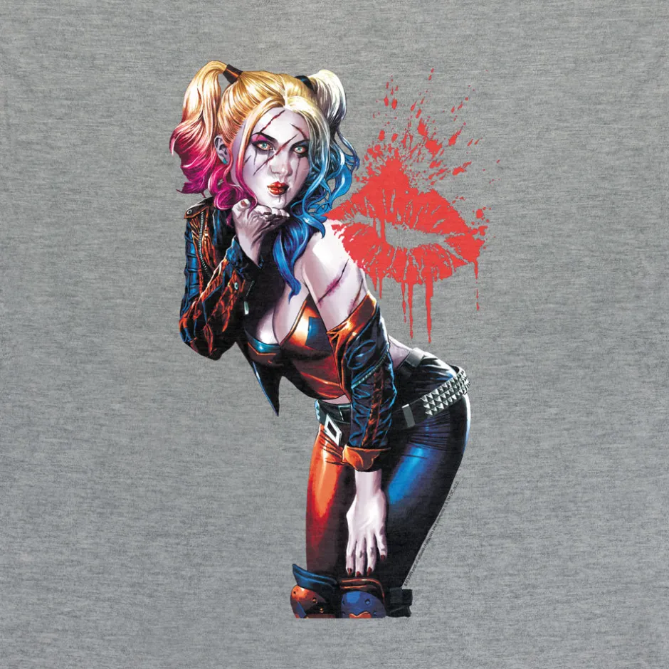 Harley Quinn Kiss Ladies T-Shirt-Bioworld International Clearance