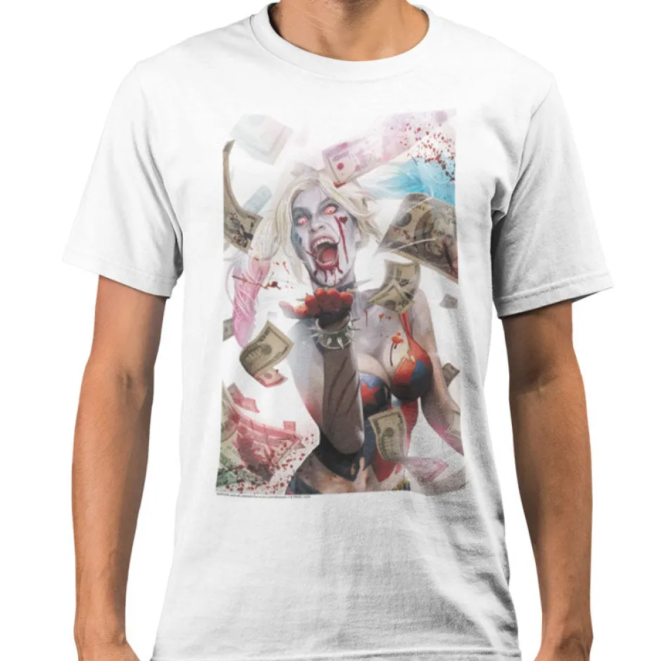 Harley Quinn Zombie DC Comic Adults T-Shirt-Bioworld International Outlet