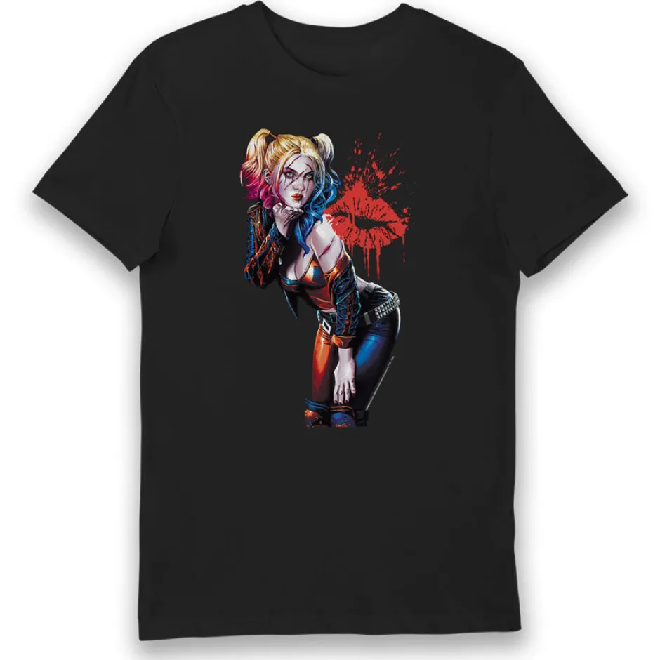 Harley Quinn Zombie Kiss Adults T-Shirt-Bioworld International Hot