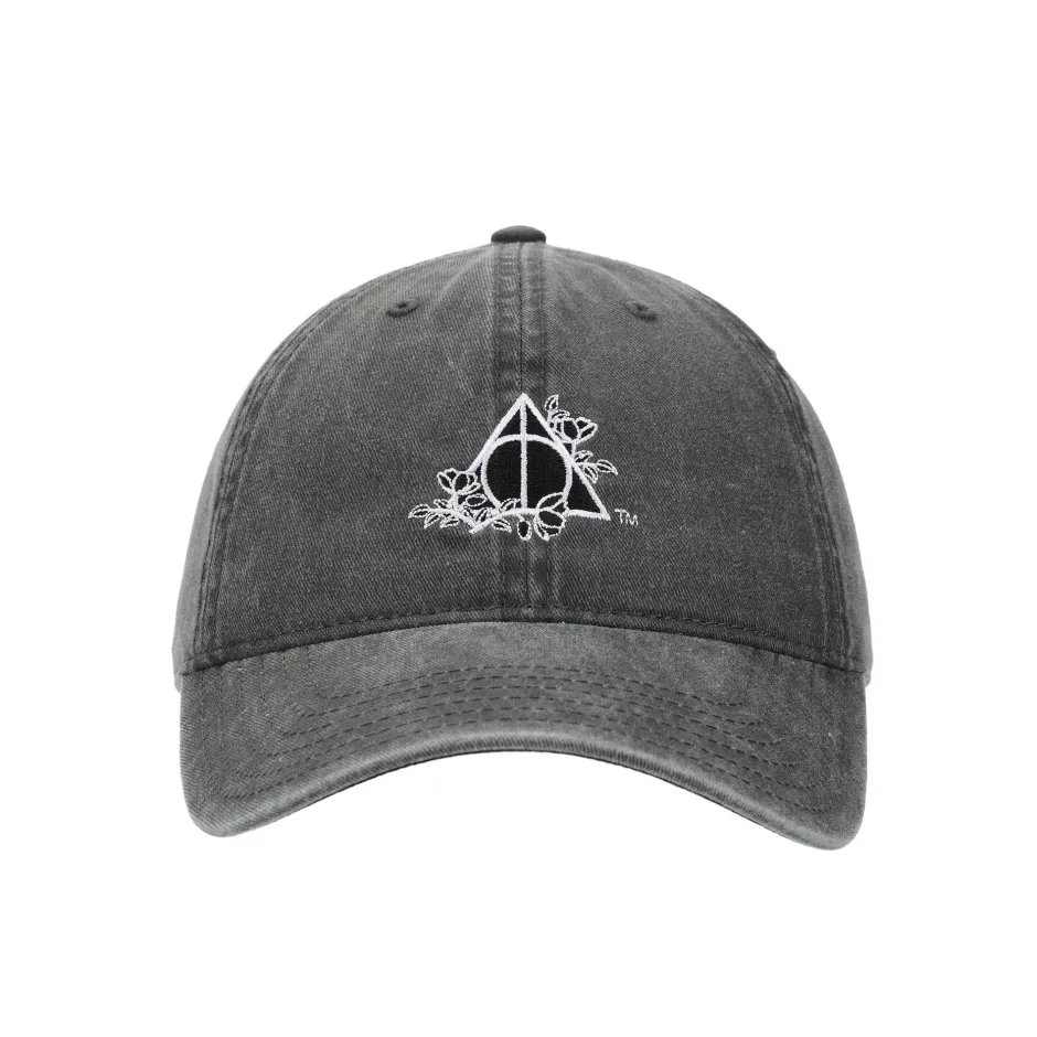 Harry Potter Deathly Hallows Pigment Dye Adult Adjustable Slide Charcoal Grey Cap-Bioworld International Cheap