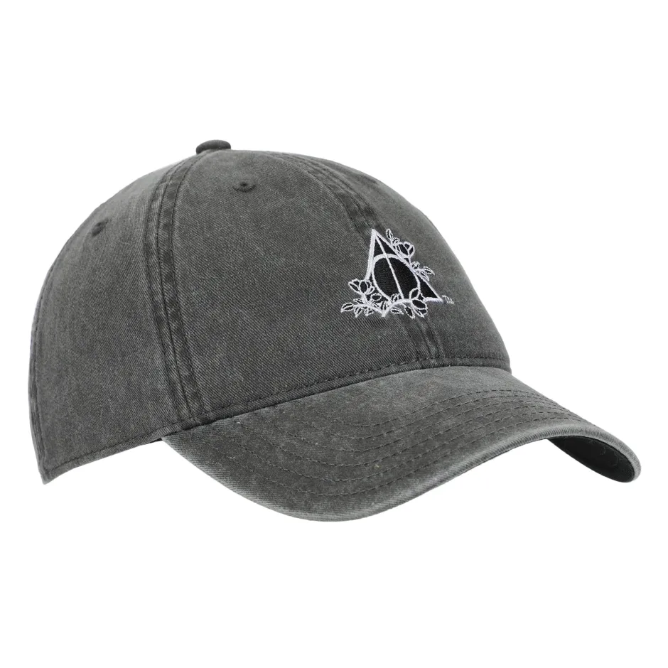 Harry Potter Deathly Hallows Pigment Dye Adult Adjustable Slide Charcoal Grey Cap-Bioworld International Cheap