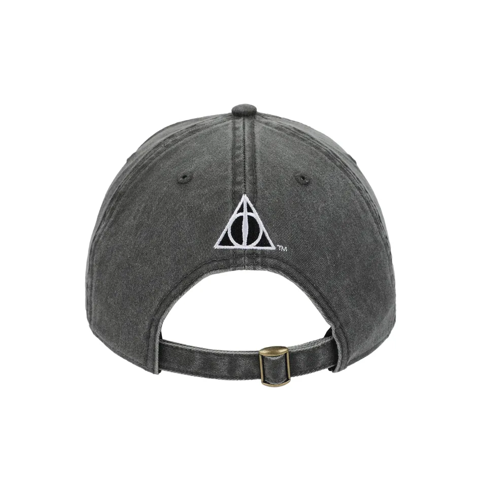 Harry Potter Deathly Hallows Pigment Dye Adult Adjustable Slide Charcoal Grey Cap-Bioworld International Cheap