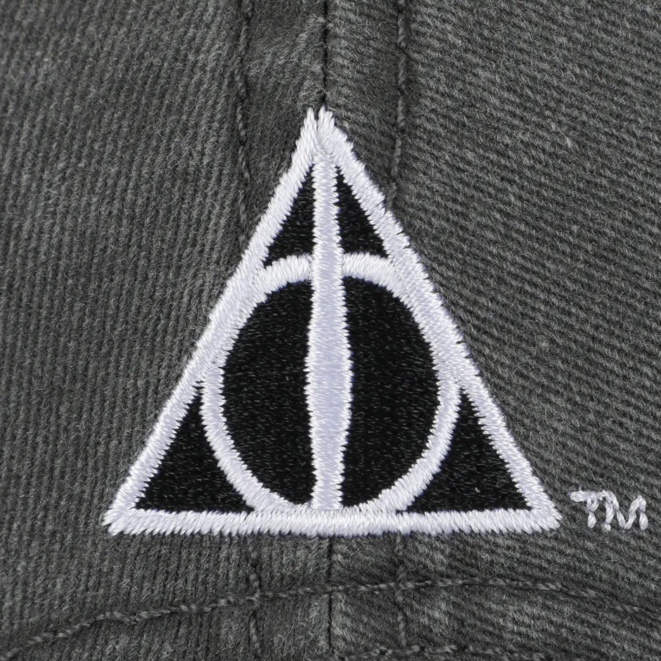 Harry Potter Deathly Hallows Pigment Dye Adult Adjustable Slide Charcoal Grey Cap-Bioworld International Cheap