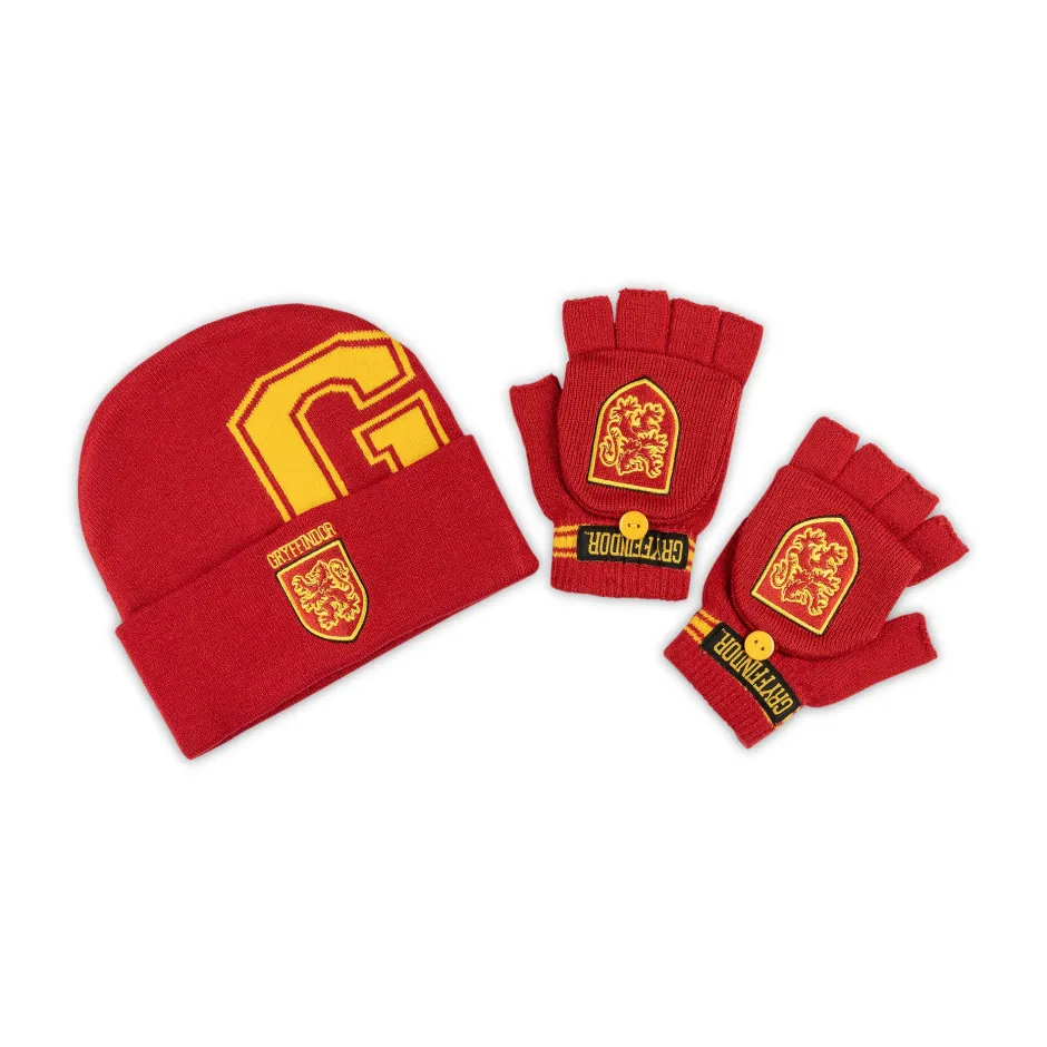 Harry Potter Gryffindor Adults Hat & Glove Mitt Combo Set-Bioworld International Best