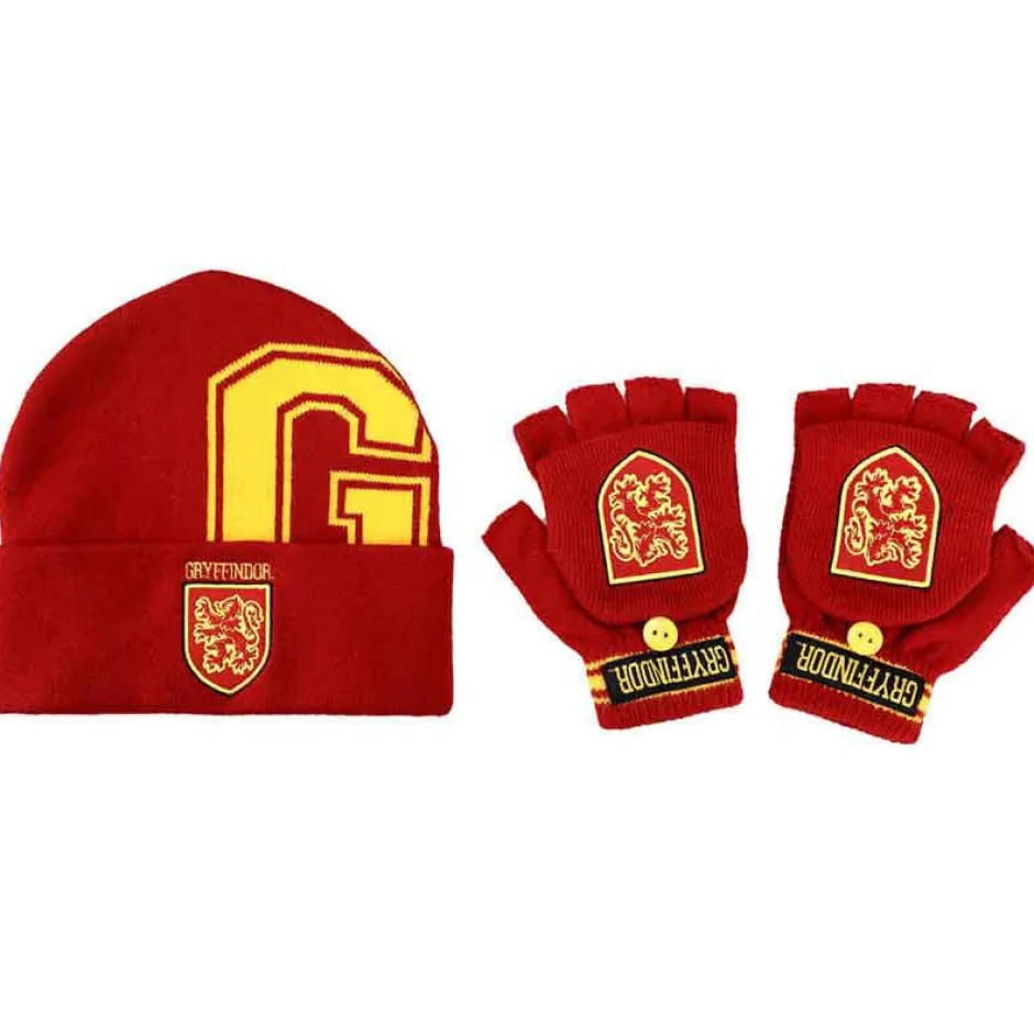 Harry Potter Gryffindor Adults Hat & Glove Mitt Combo Set-Bioworld International Best