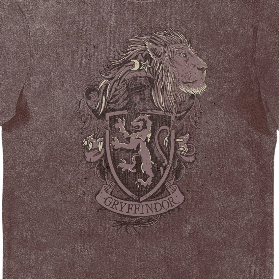 Harry Potter Gryffindor House Crest Red Vintage Style Adults T-Shirt-Bioworld International Cheap