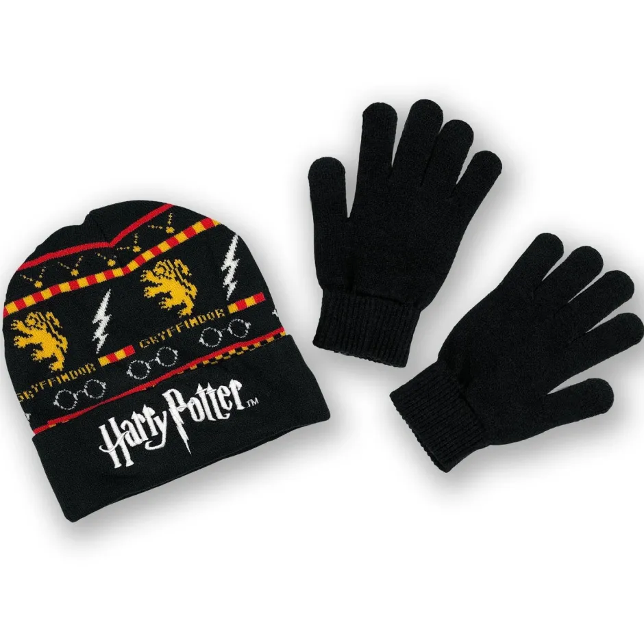 Harry Potter Gryffindor Kids Hat & Glove Set Combo-Bioworld International Cheap