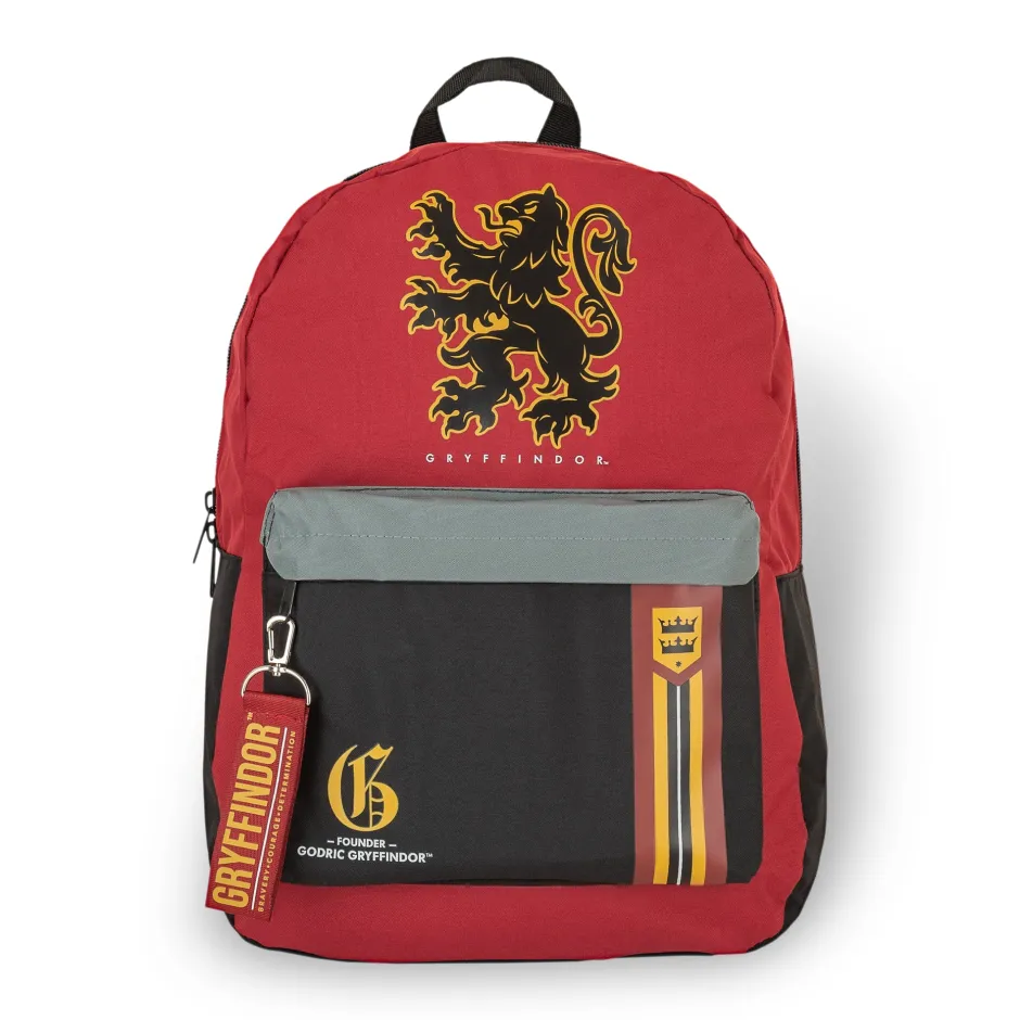 Harry Potter Gryffindor Mixblock Backpack with Webbing Puller-Bioworld International Sale