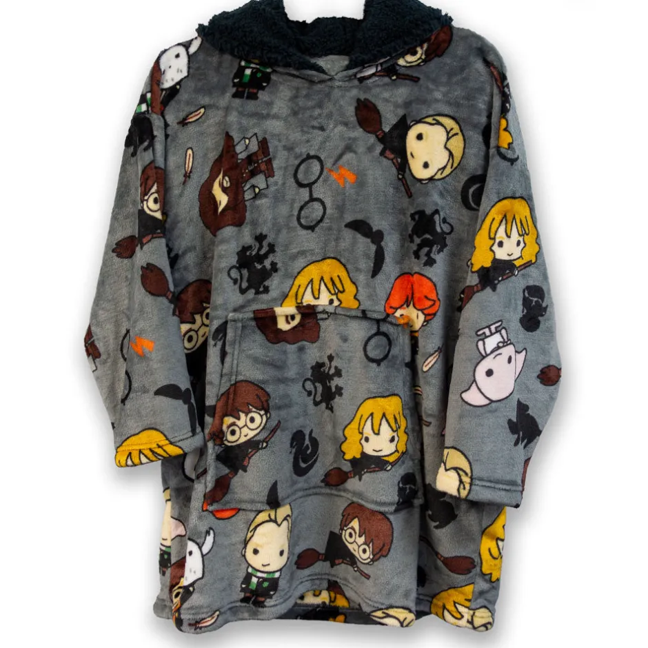 Harry Potter Hogwarts Chibi Characters Kids Snuggle Oversized Hoodie-Bioworld International Online