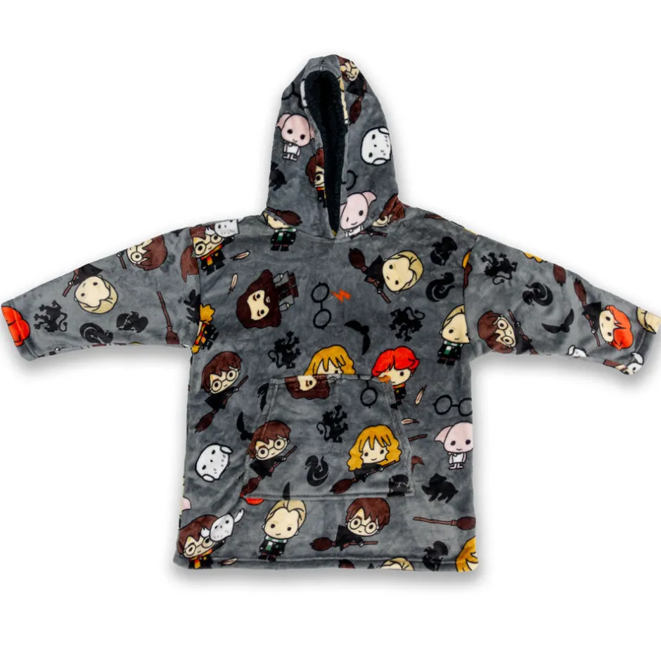 Harry Potter Hogwarts Chibi Characters Kids Snuggle Oversized Hoodie-Bioworld International Online