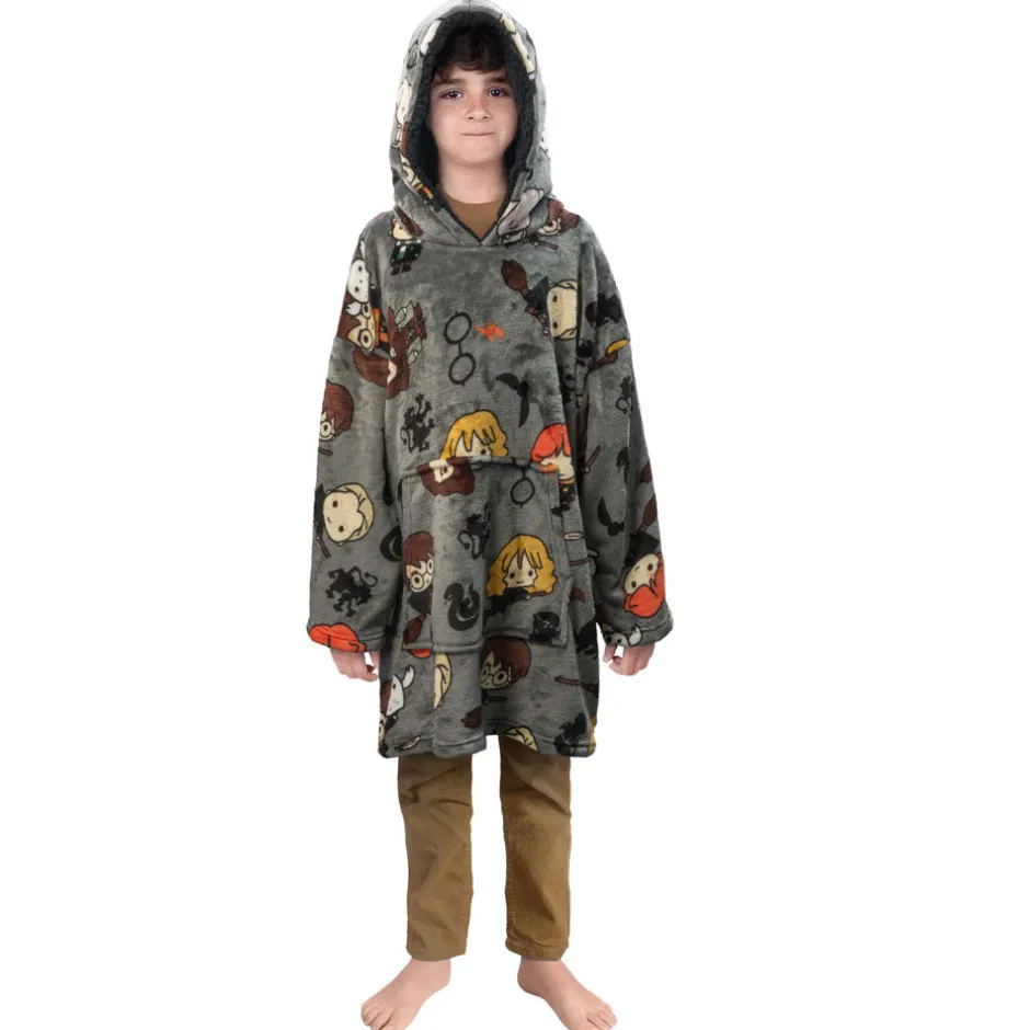 Harry Potter Hogwarts Chibi Characters Kids Snuggle Oversized Hoodie-Bioworld International Online