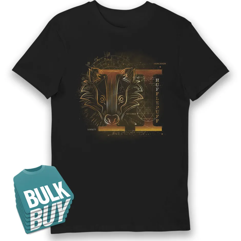 Harry Potter Hufflepuff House Glow in The Dark Adults T-Shirt Bulk Buy-Bioworld International New