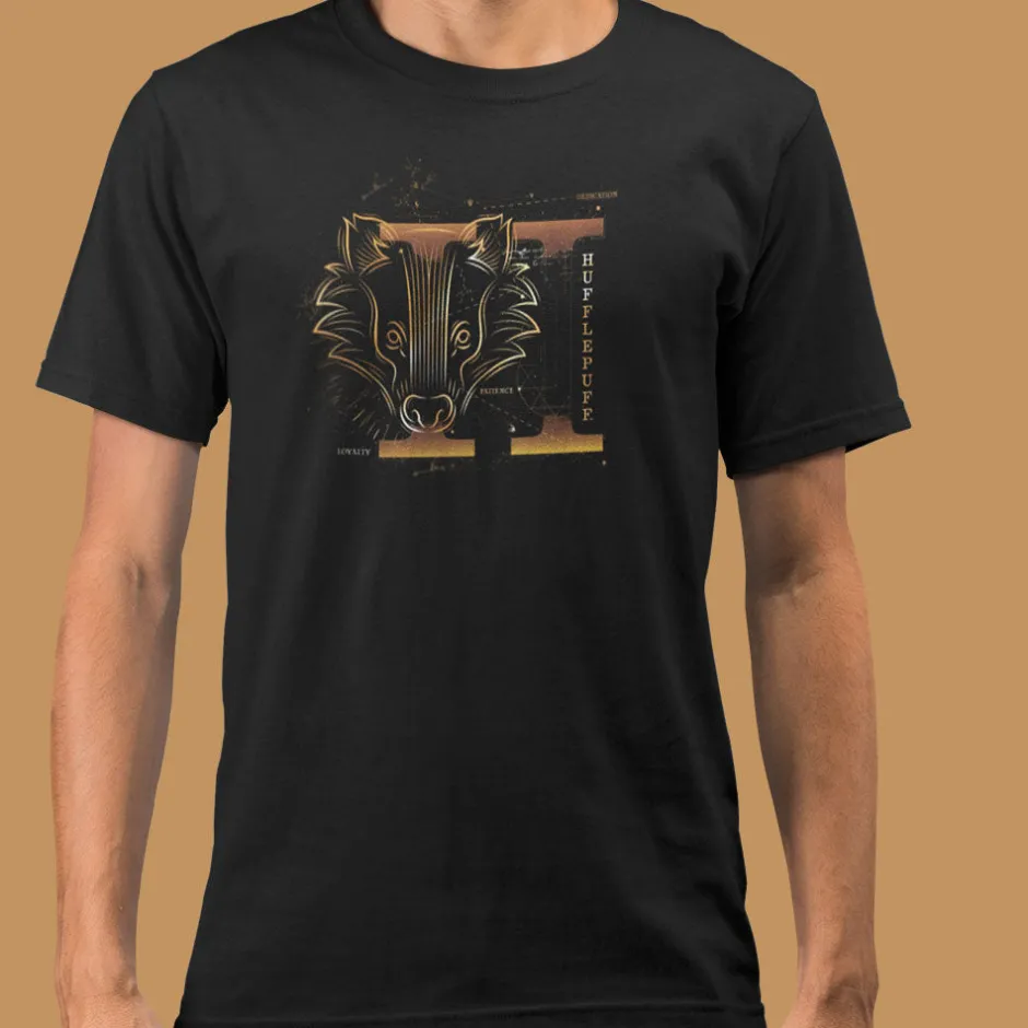 Harry Potter Hufflepuff House Glow in The Dark Adults T-Shirt Bulk Buy-Bioworld International New
