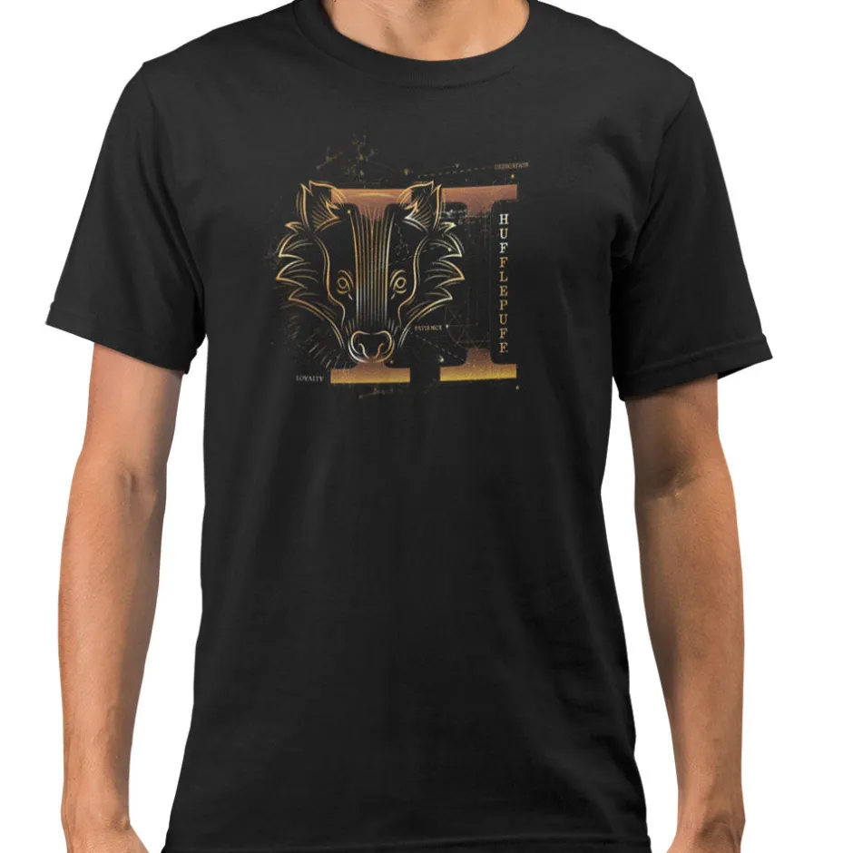 Harry Potter Hufflepuff House Glow in The Dark Adults T-Shirt Bulk Buy-Bioworld International New