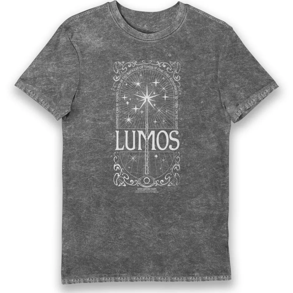 Harry Potter Lumos Wand Eco Stonewash Adults T-Shirt-Bioworld International Fashion