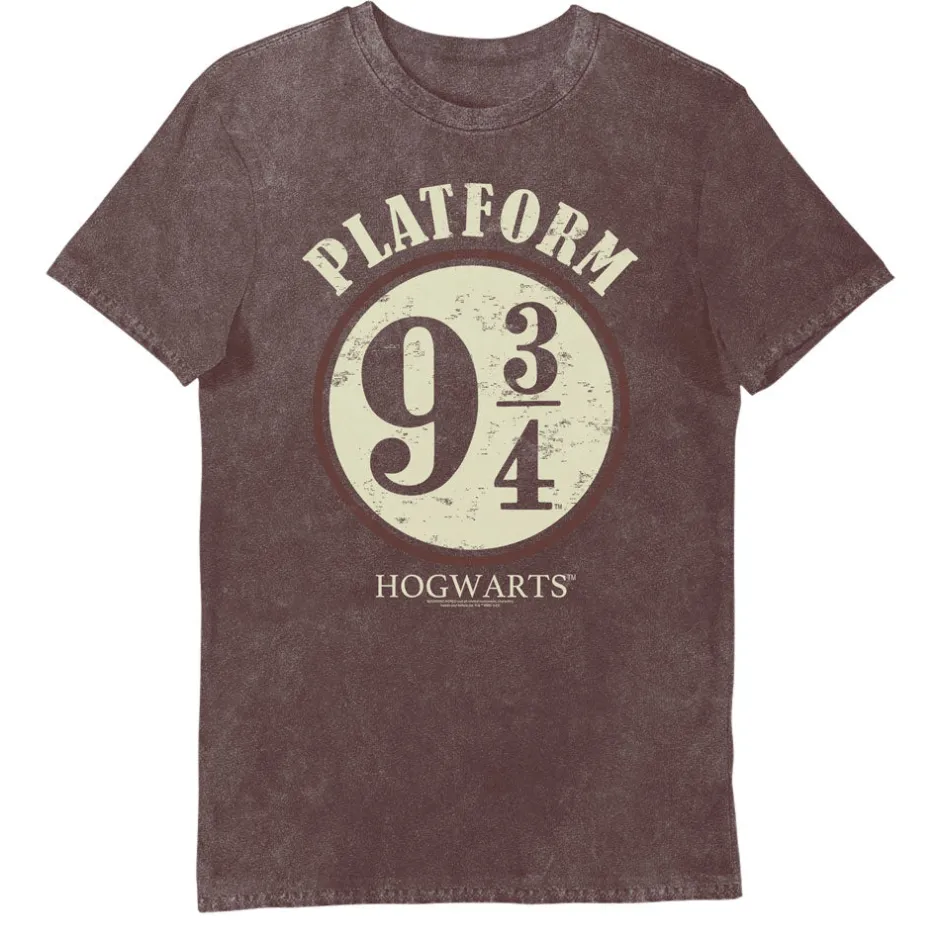 Harry Potter Platform 9 ¾ Hogwarts Express Vintage Style Red Adults T-Shirt-Bioworld International Discount