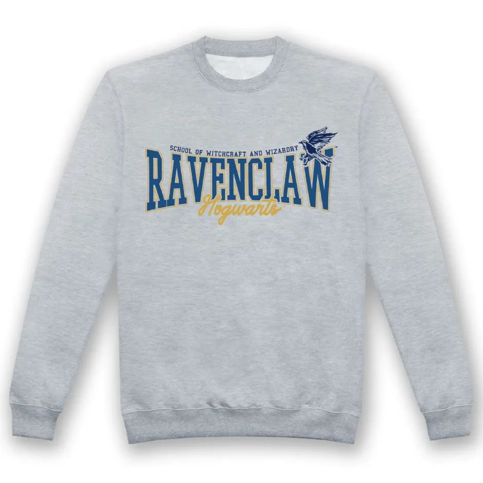 Harry Potter Ravenclaw Collegiate Grey Marl Adults Crew-Bioworld International Store