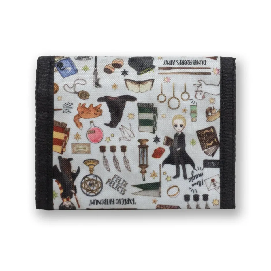 Harry Potter Sketch Nylon Trifold Wallet-Bioworld International Hot