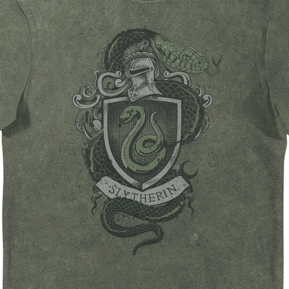 Harry Potter Slytherin House Crest Green Vintage Style Adults T-Shirt-Bioworld International Shop