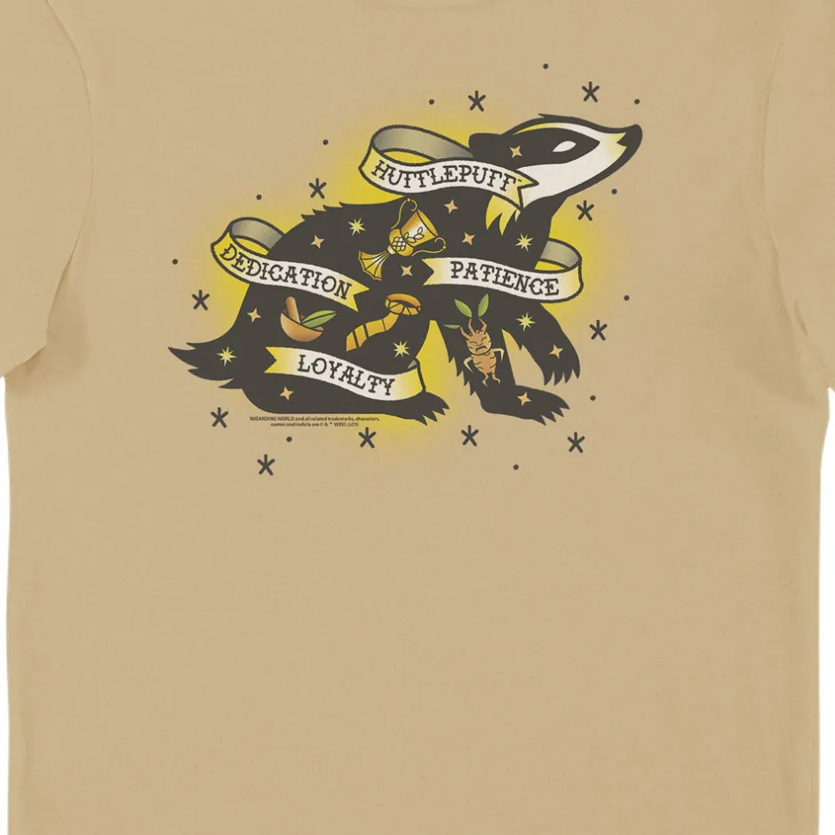 Harry Potter Tattoo Hufflepuff House Adults T-Shirt-Bioworld International Sale