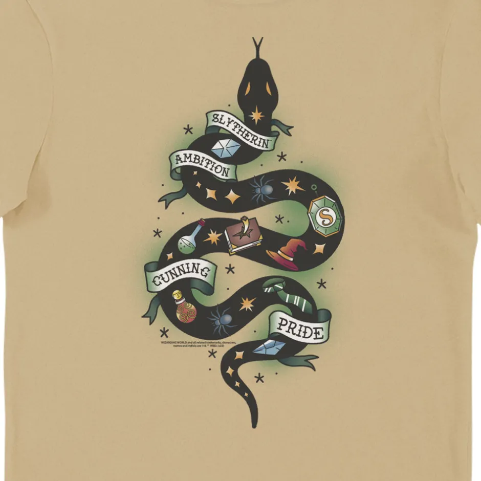 Harry Potter Tattoo Slytherin House Adults T-Shirt-Bioworld International Best