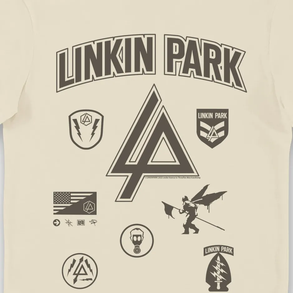 Linkin Park Patches Adults T-Shirt Oatmeal-Bioworld International Cheap