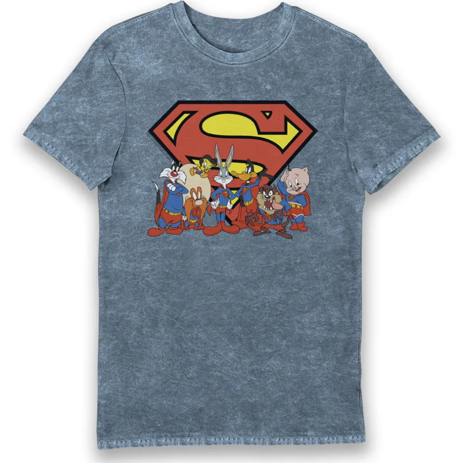 Looney Tunes & DC Comics Characters Superman Eco Wash Adults T-Shirt-Bioworld International Cheap