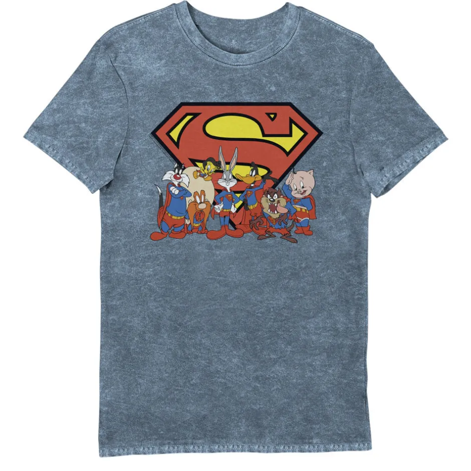 Looney Tunes & DC Comics Characters Superman Eco Wash Adults T-Shirt-Bioworld International Cheap