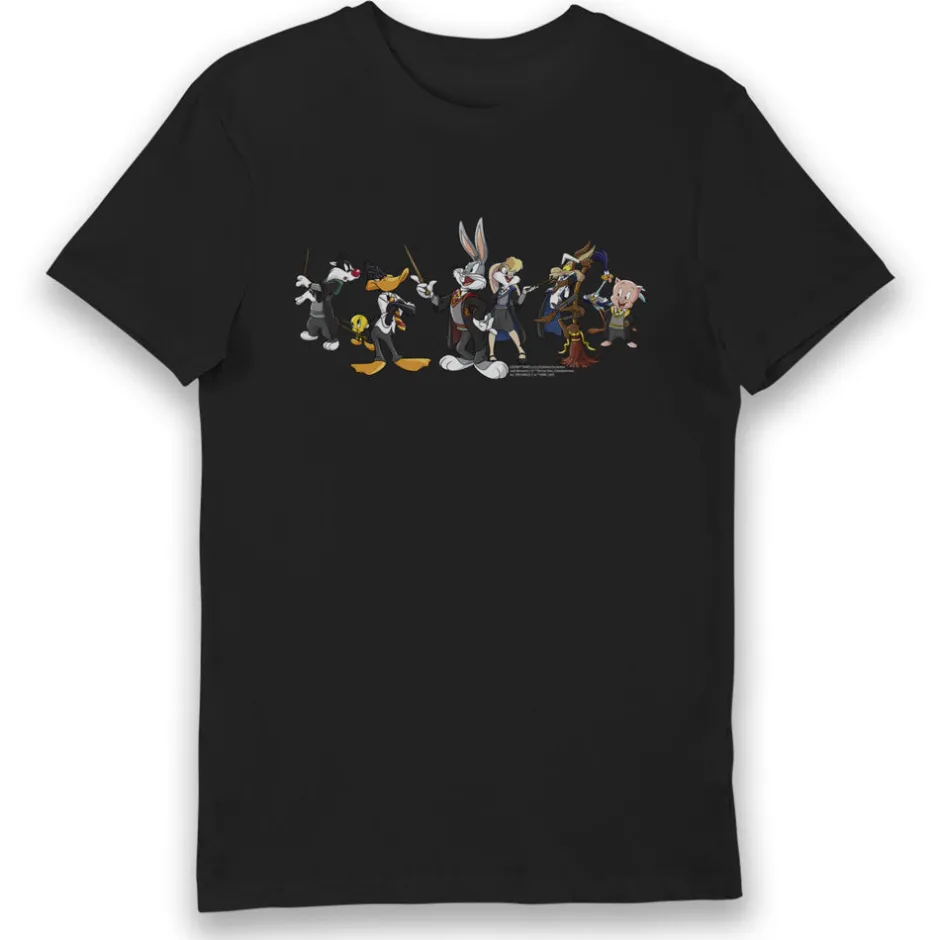 Looney Tunes & Harry Potter Characters Adults Black T-Shirt-Bioworld International Cheap