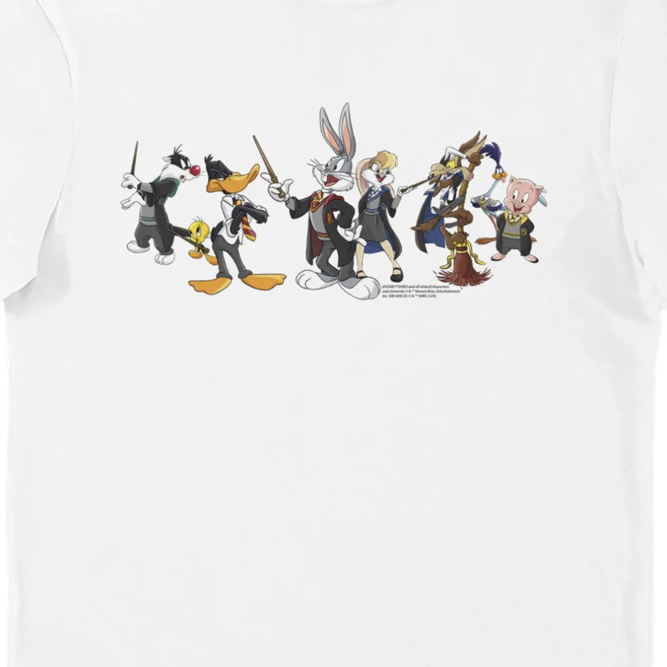 Looney Tunes & Harry Potter Characters Adults White T-Shirt-Bioworld International Cheap