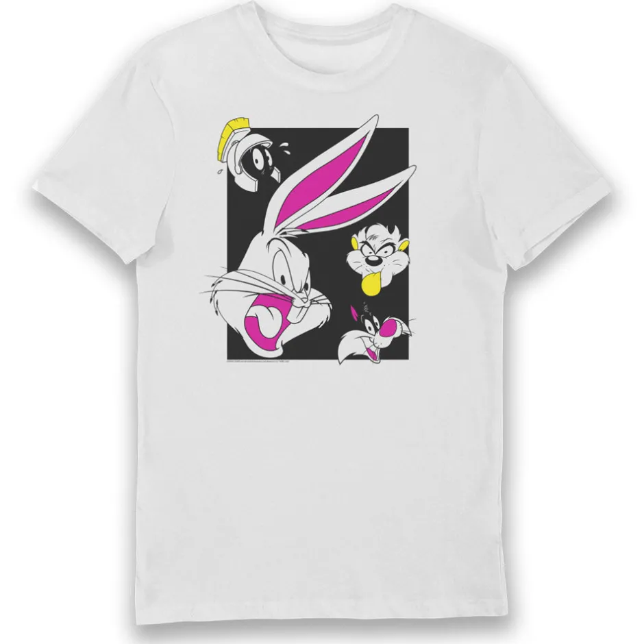 Looney Tunes Characters Funny Faces Adults T-Shirt-Bioworld International Cheap