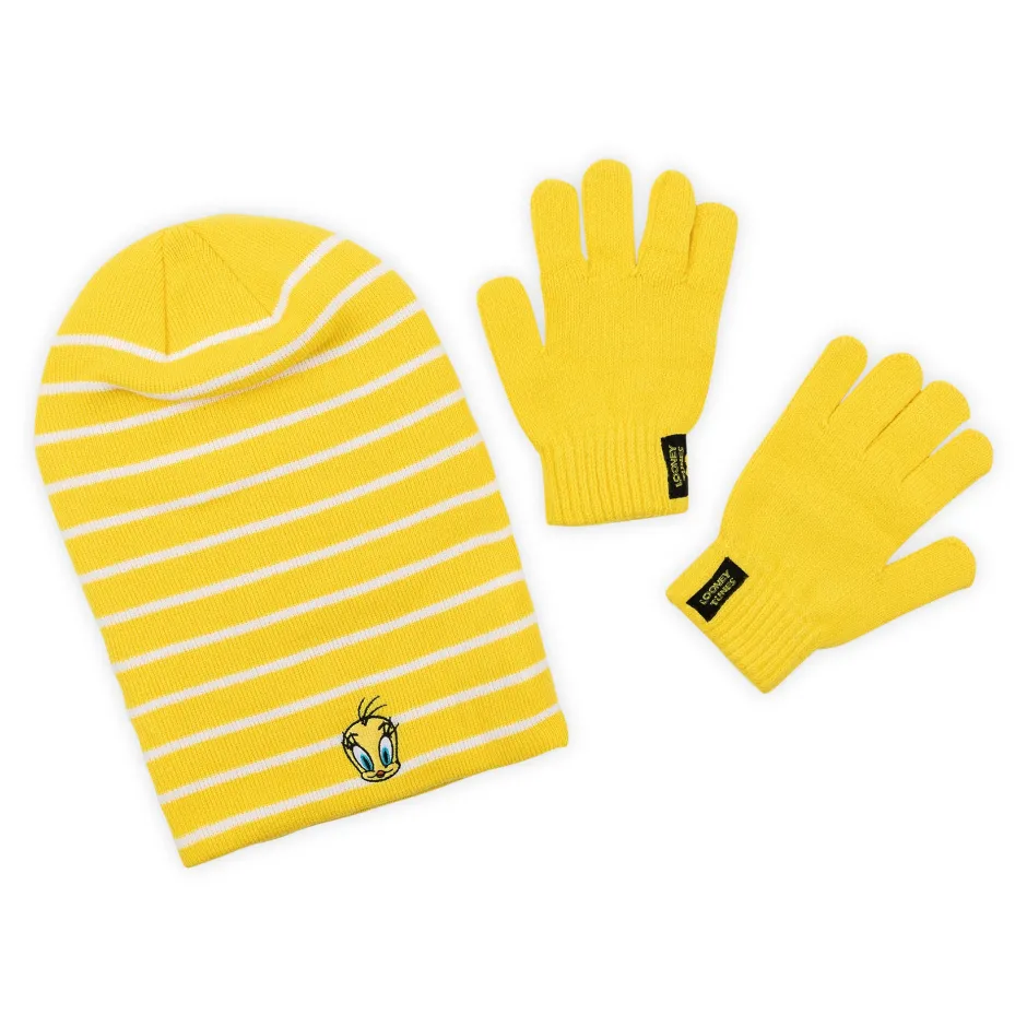 Looney Tunes Tweety Adults Slouch Beanie & Glove Set-Bioworld International Outlet