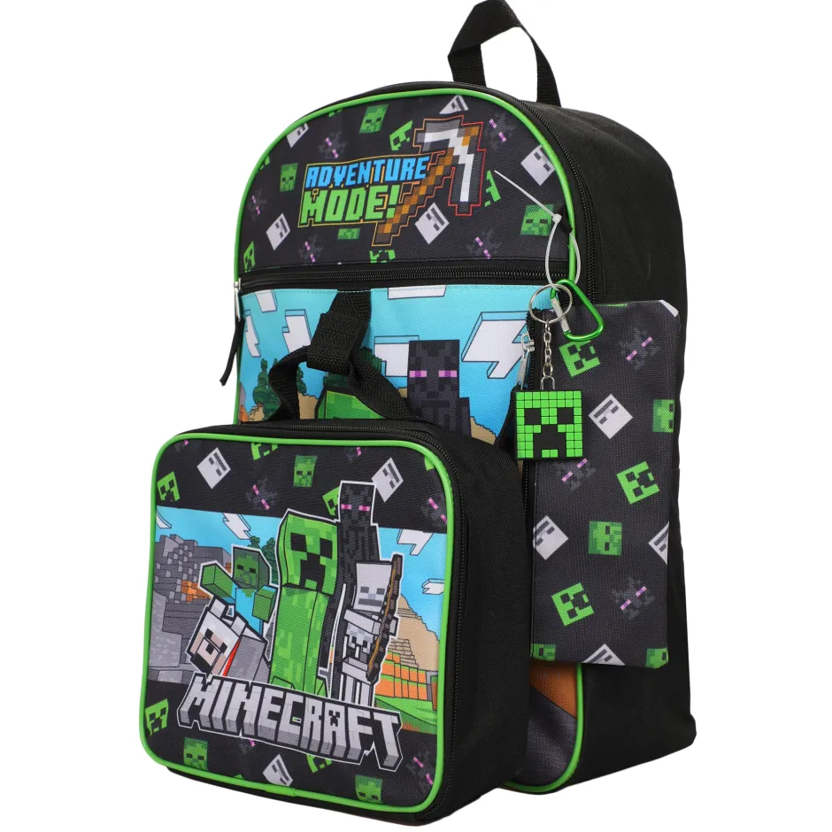 Minecraft Adventure Mode Backpack 5 Piece Set-Bioworld International New