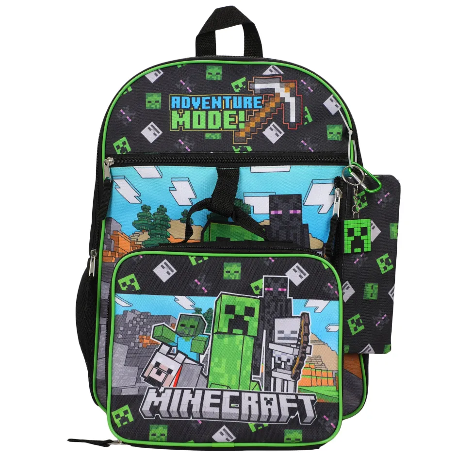 Minecraft Adventure Mode Backpack 5 Piece Set-Bioworld International New